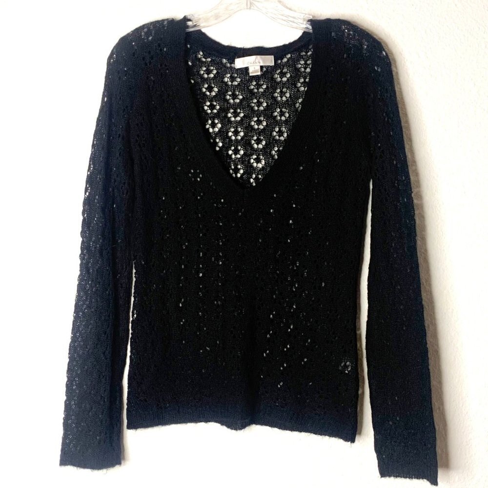 Caslon Floral Sheer Long Sleeve V-Neck Sweater Women’s Size Small